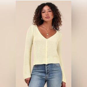 Lulu's Yellow Knit Cardigan